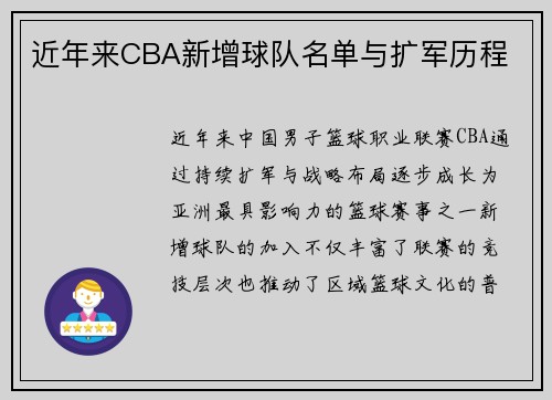 近年来CBA新增球队名单与扩军历程